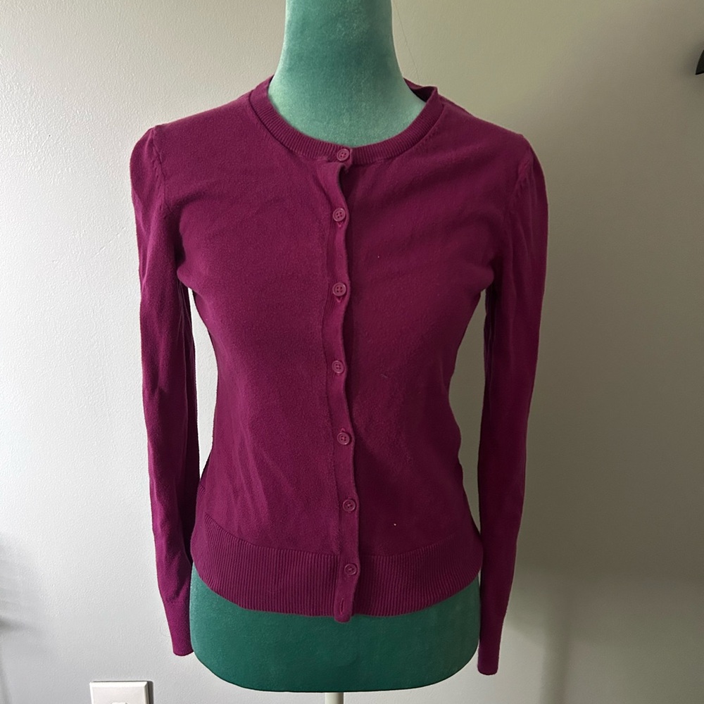 GAP Pink Cardigan Sweater Fitted Knit